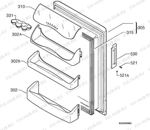 Взрыв-схема холодильника Zanussi Electrolux ZT174PGO - Схема узла Door 003